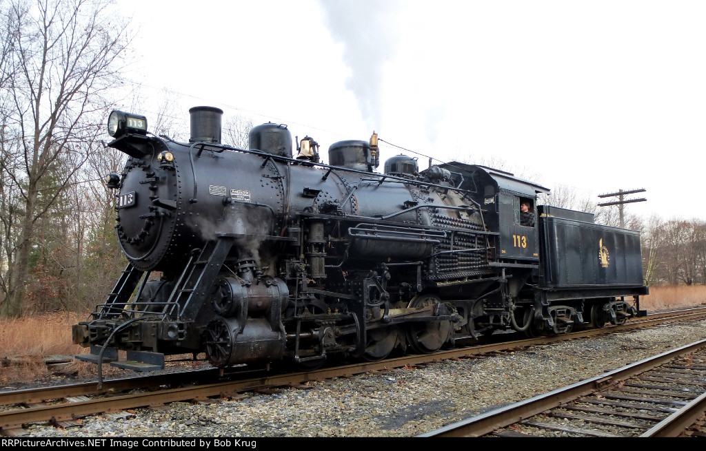 Central Railroad of New Jersey steam locomotive #113 in profile at West Cressona yard